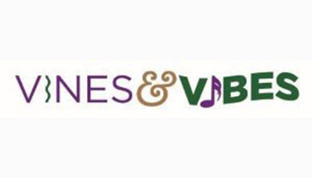 Vines & Vibes logo in purple, gold and green