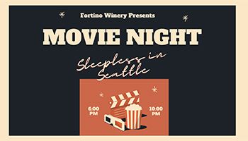 Movie night flyer with glasses, popcorn and stars