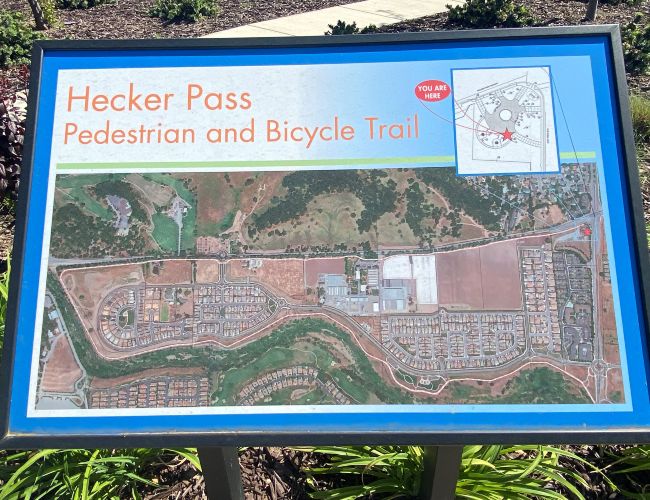 Sign of Hecker Pass Pedestrian and Bicycle Trail