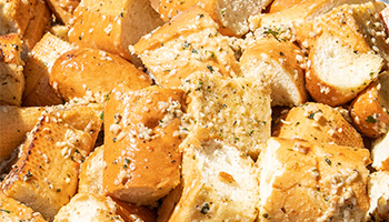 French bread with garlic and parsley on the various pieces