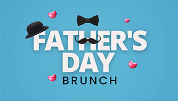 Father's Day graphic with top hat, bow tie, mustache, and hearts