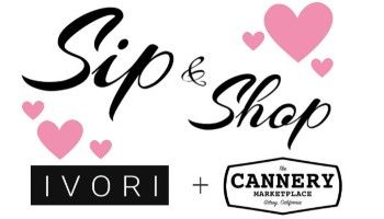 Sip and Shop graphic for shopping event on February 12, 2025